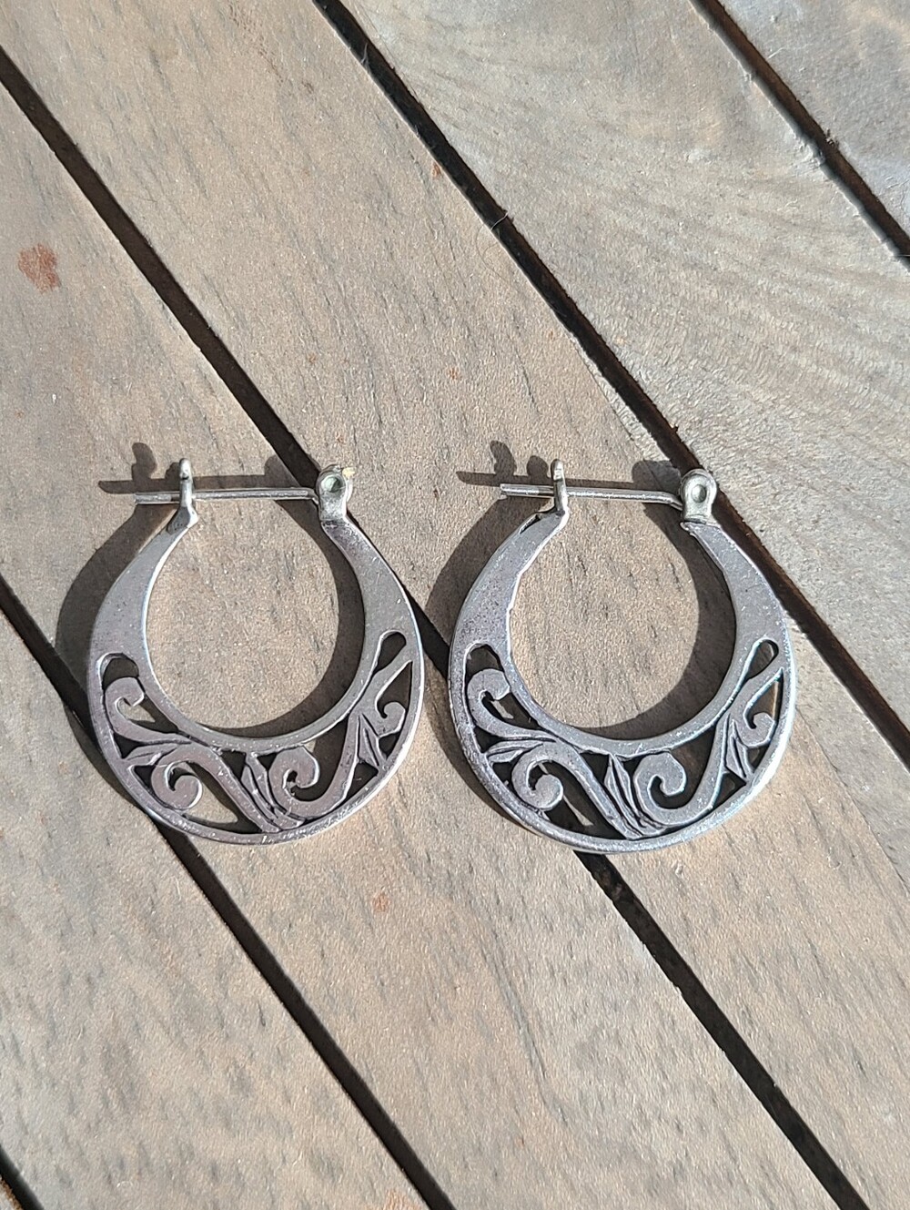 Jezlaine Stering Silver 925 Filigree Crescent Hoop Earrings Women Jewelry